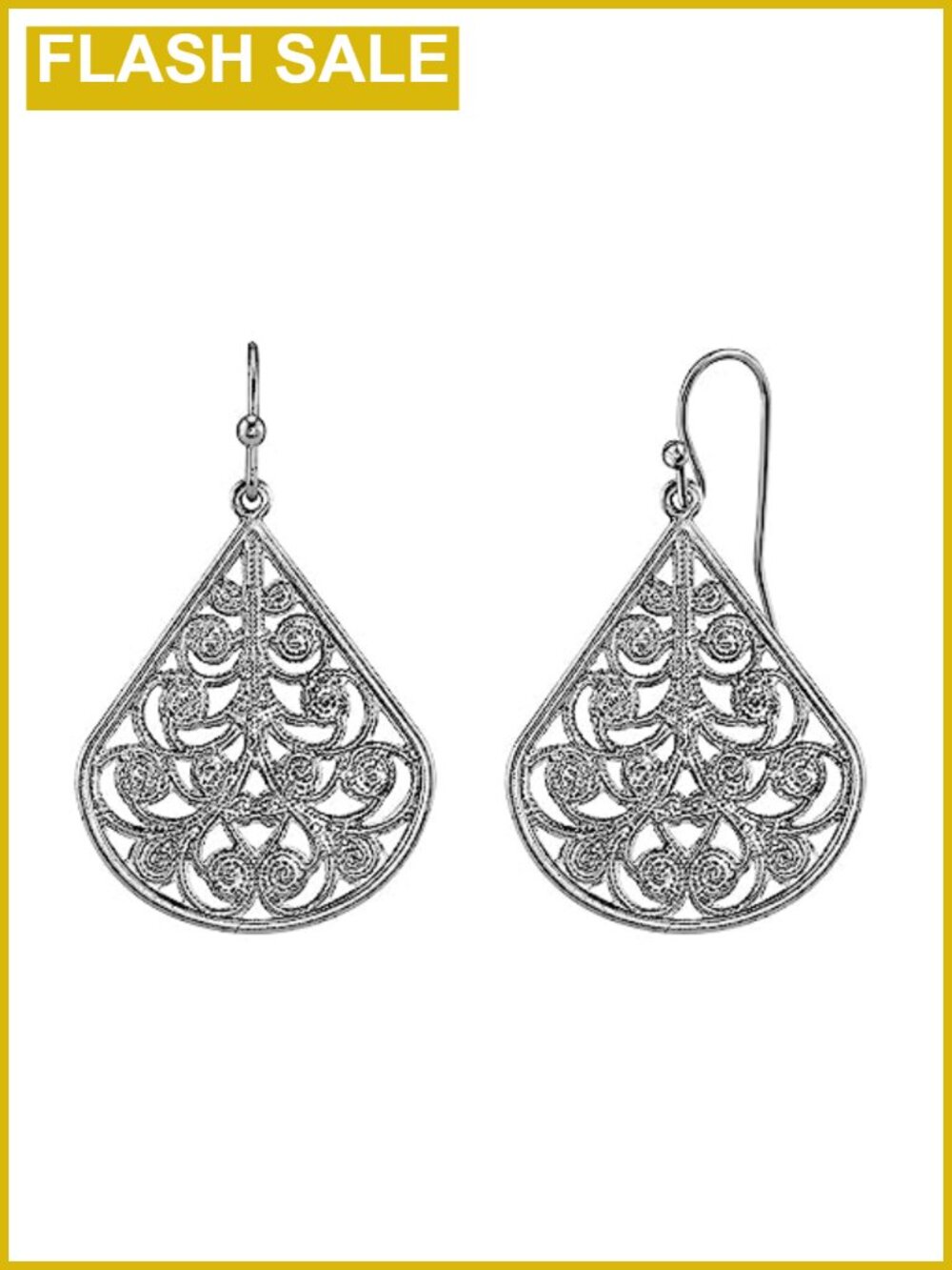 Teardrop Vine Filigree Drop Earrings French Wire Women's Jewelry